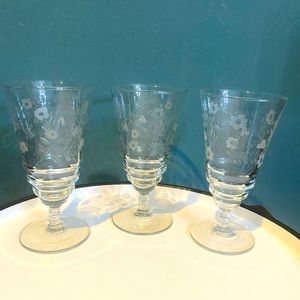 Vintage set of 3 Halifax by Rock Sharpe Iced Tea glasses / goblets